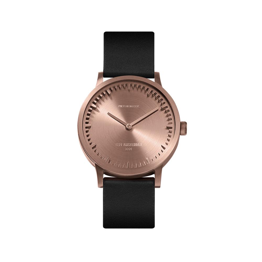 Leff Amsterdam LT74414 Tube Watch T32 Rose Gold / Black Leather
